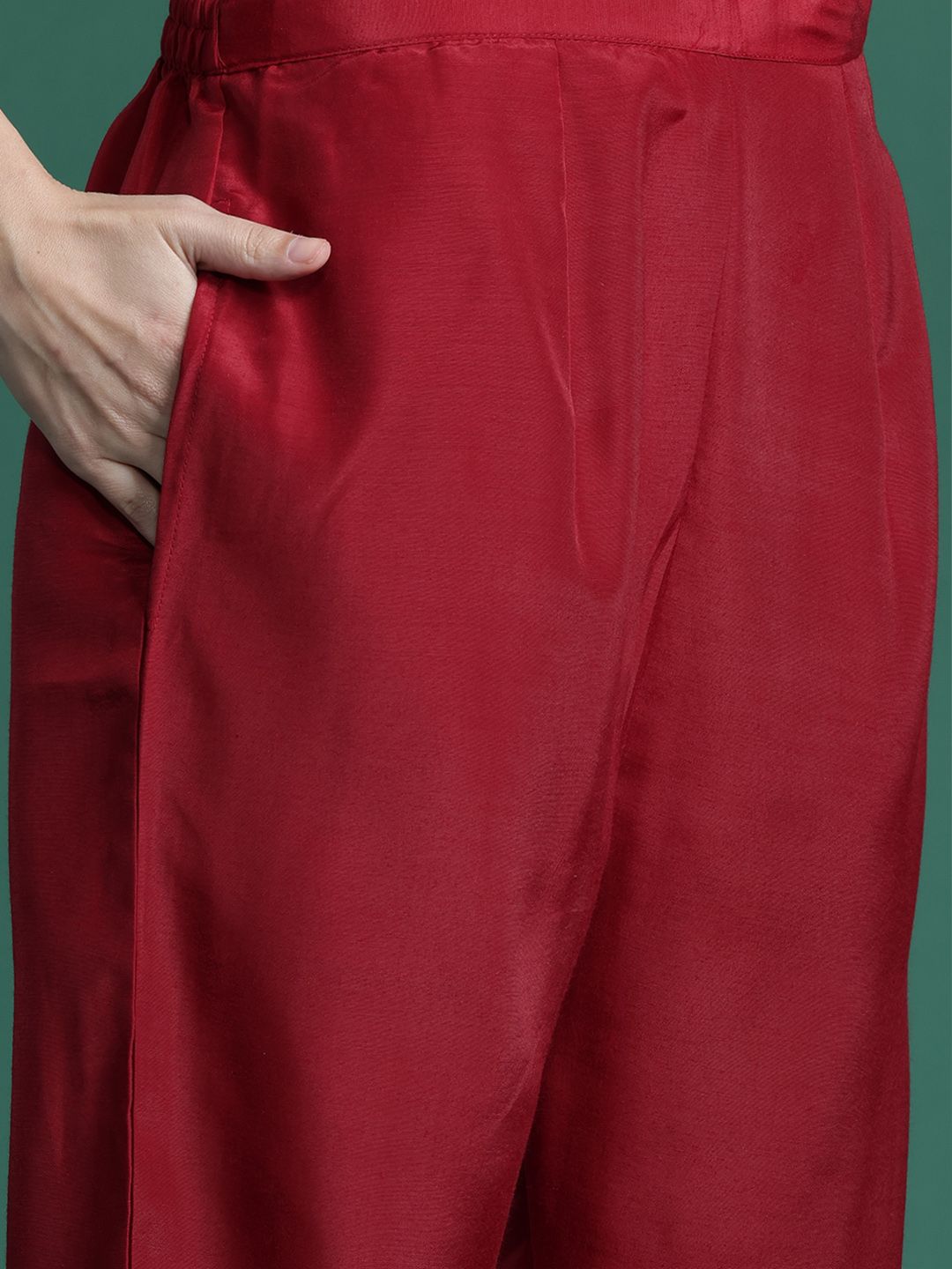 Embroidered Straight Kurta Trousers With Dupatta Set