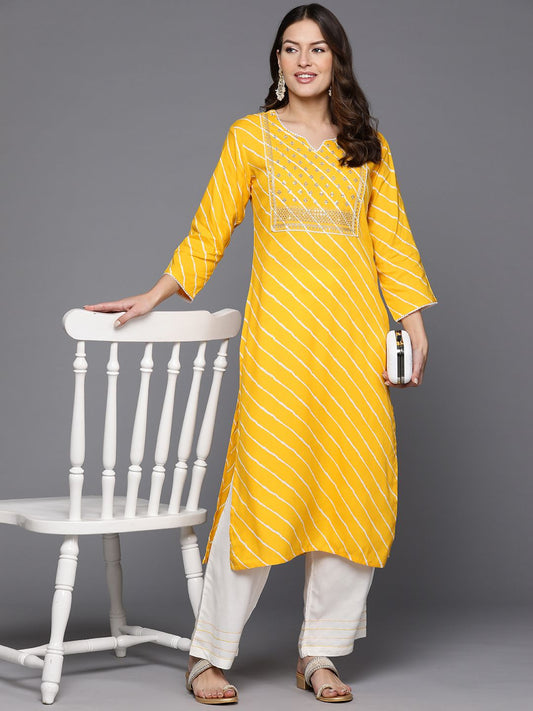 Dhiyona IE Women Leheriya Printed Sequinned Kurta