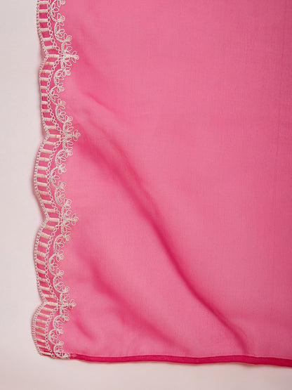 Dhiyona IE Floral Yoke Design Regular Thread Work Kurta With Trousers & Dupatta