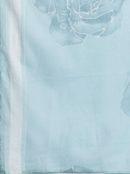 Floral Printed Thread Work Pure Cotton Kurta With Trousers & Dupatta