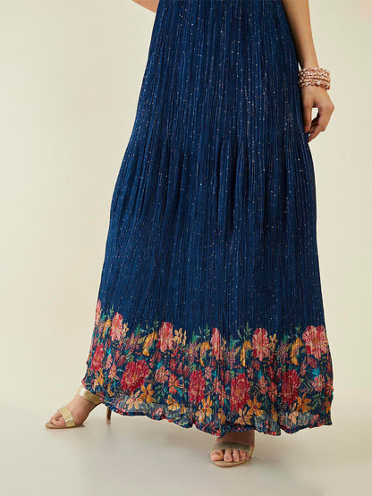 Dhiyona SO Women's Sequined Embellished Embroidered Anarkali Kurta with Churidar & Dupatta