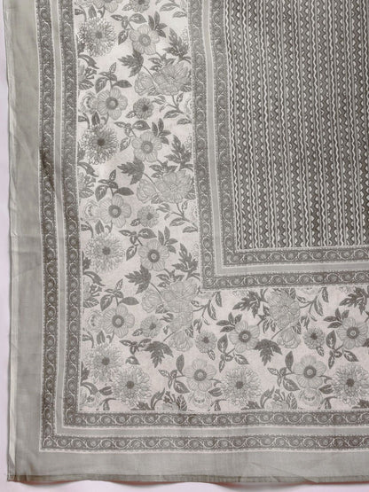 Dhiyona IE Women Floral Printed Pure Cotton Kurta with Trousers & With Dupatta