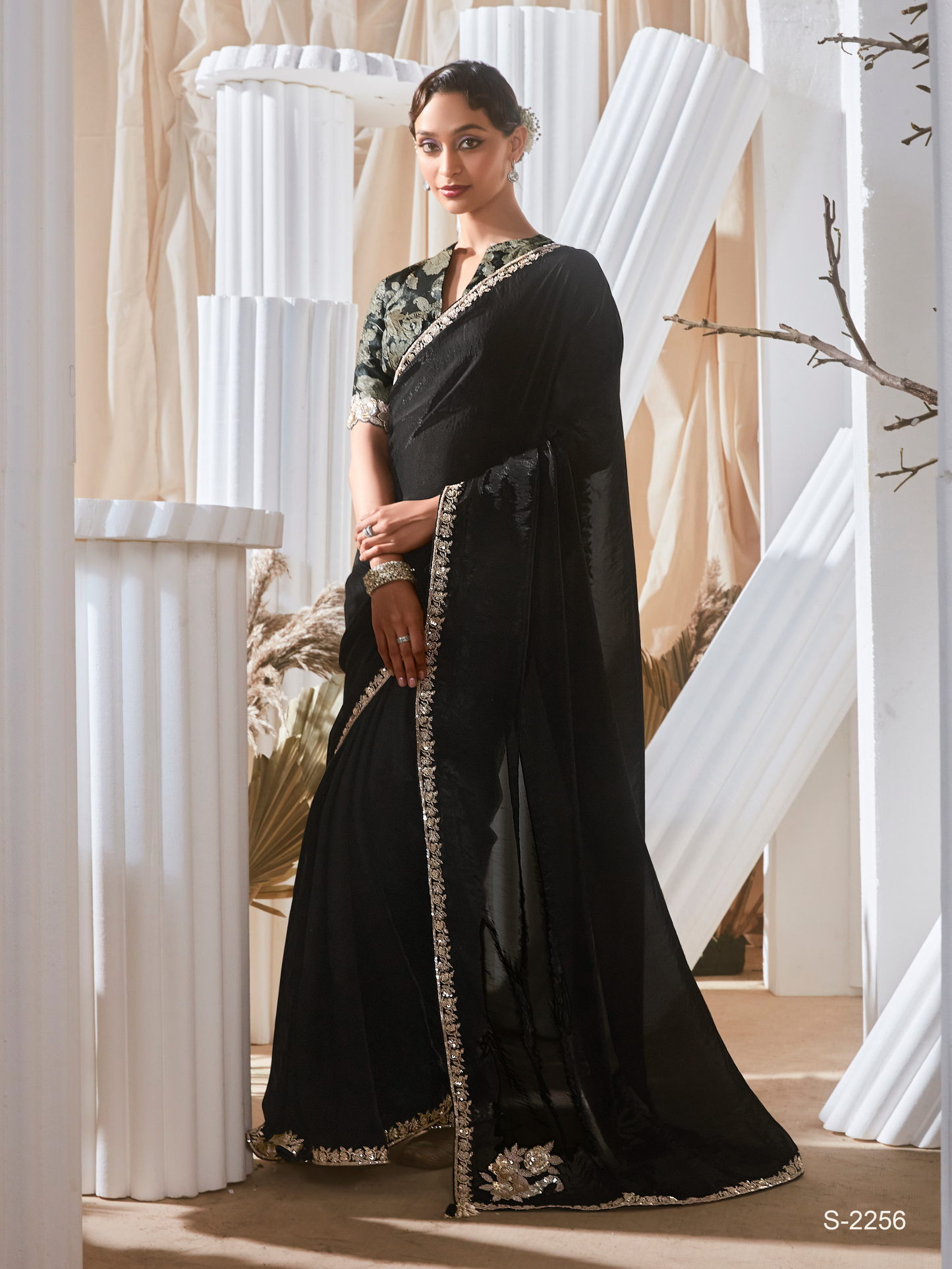 Dhiyona KM Women Black Organza Saree: Effortless Elegance For Every Occasion