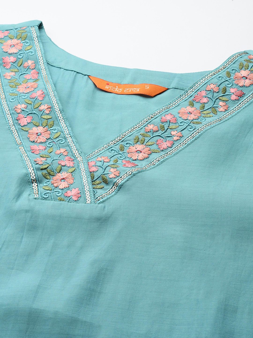 Floral Embroidered Thread Work Kurta with Trousers & With Dupatta