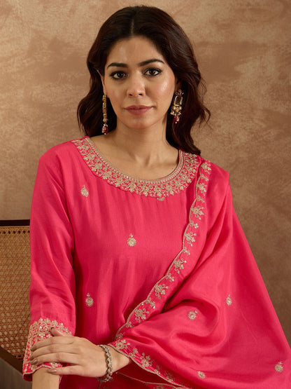 Dhiyona IE Women Ethnic Motifs Embroidered Regular Kurta with Trousers & With Dupatta