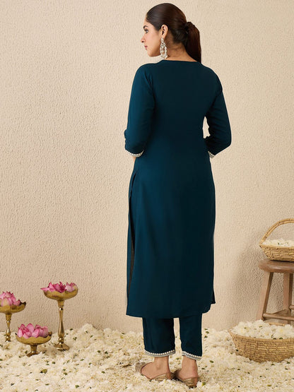 Dhiyona IE Embroidered Tunic With Trousers Co-Ords