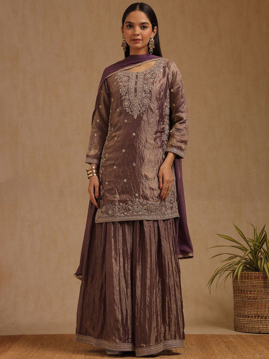 Dhiyona SO Women's Women Ethnic Motifs Embroidered Regular Mirror Work Kurti with Palazzos & Dupatta