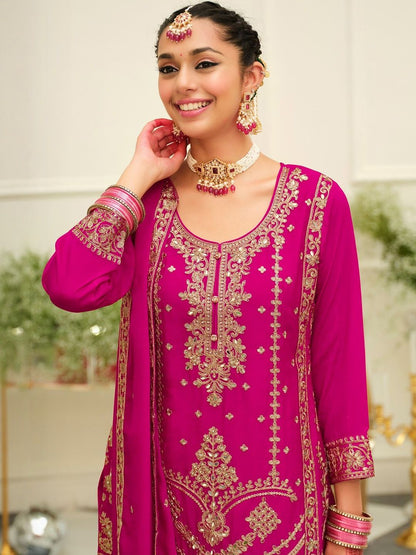 Women Ethnic Motifs Embroidered Kurta with Palazzos & Dupatta