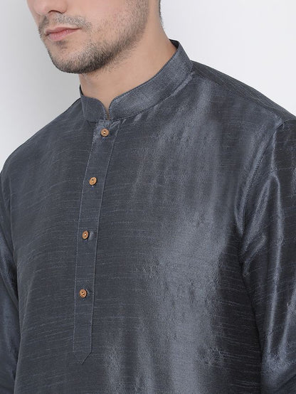 Men's Dark Green Silk Blend Straight Kurta Pyjama Set