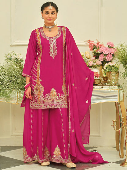 Women Ethnic Motifs Embroidered Kurta with Palazzo & Dupatta