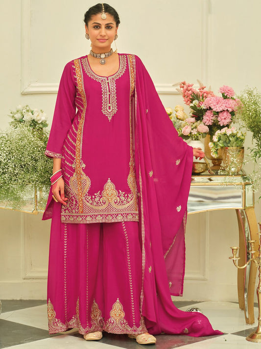 Women Ethnic Motifs Embroidered Kurta with Palazzo & Dupatta