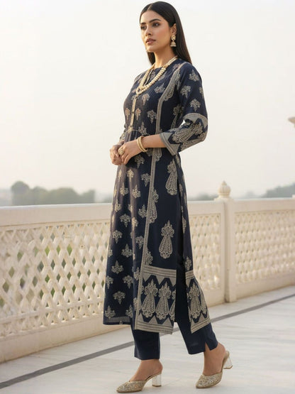 Women Ethnic Motifs Printed Pure Cotton Kurta with Trousers