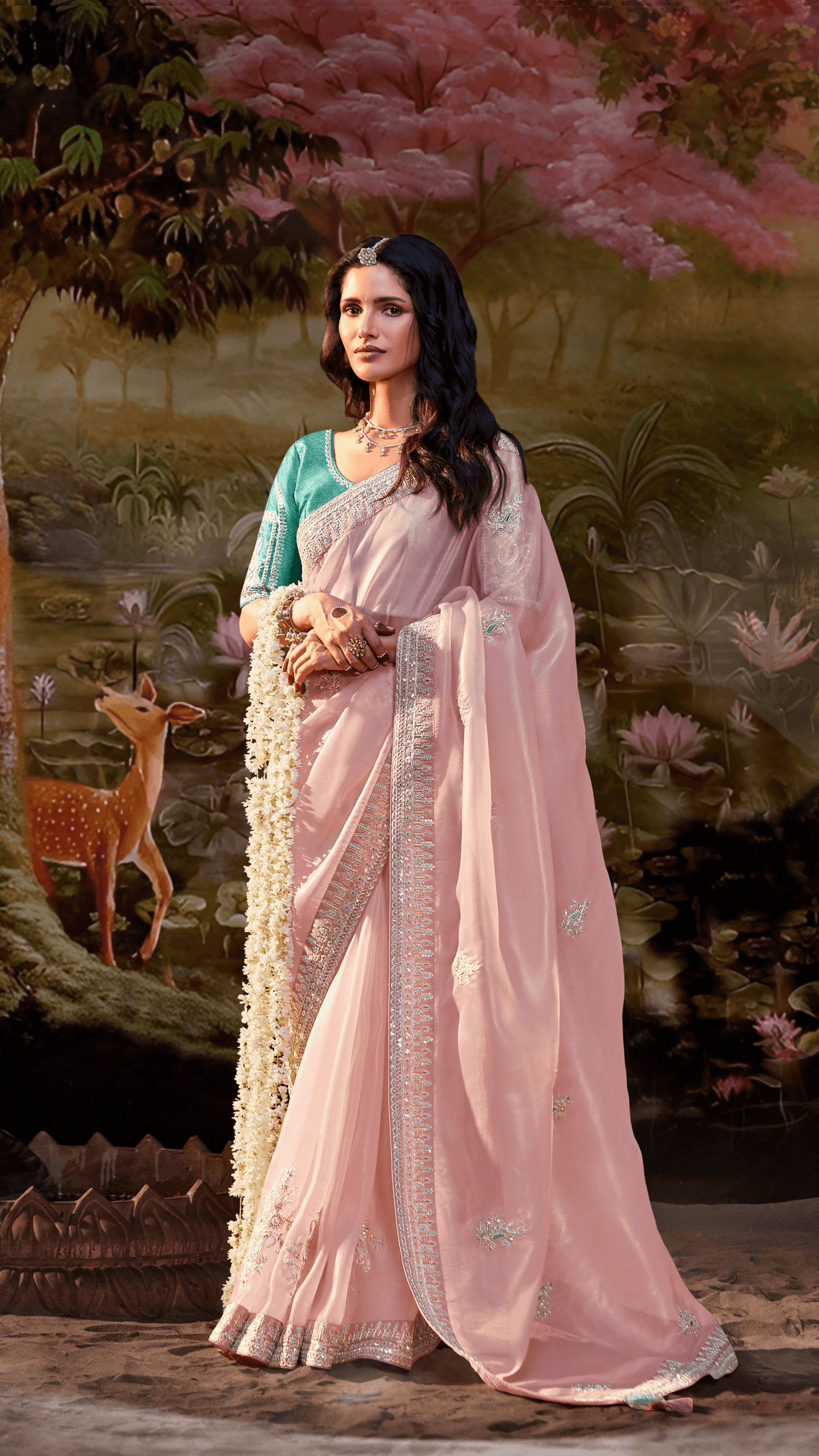 Dhiyona KM Women Organza Tissue Silk Saree