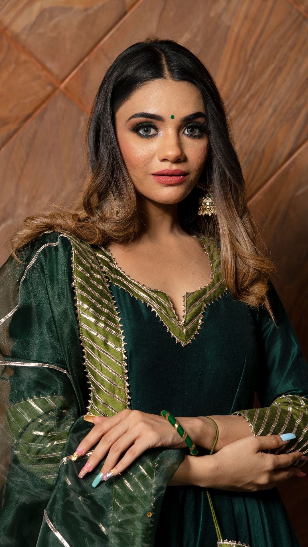 Jannat Dark Green Anarkali Set