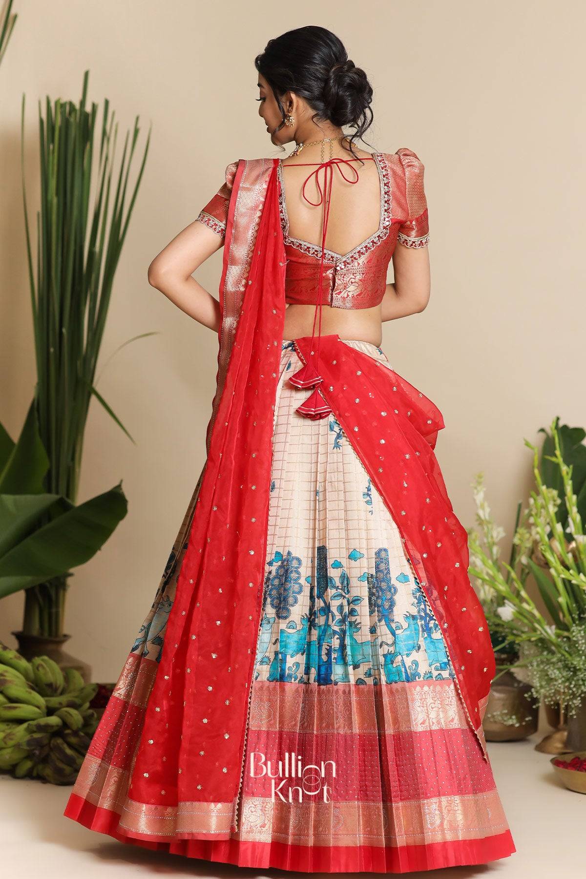 Dhiyona BN Saloni Banarasi Lehenga Set in Red