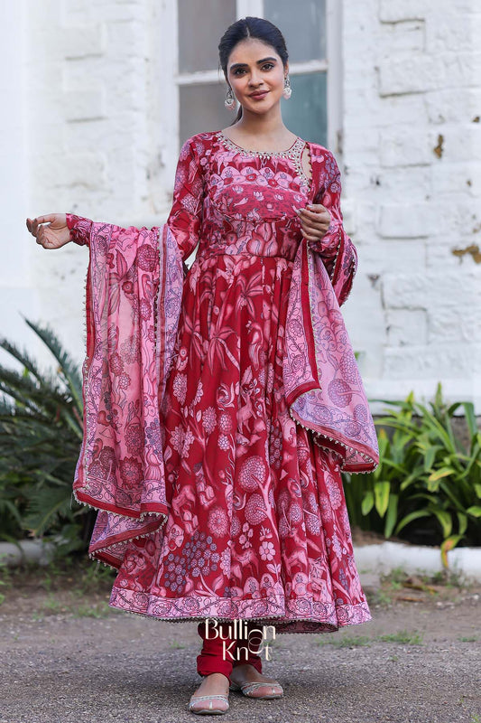 Dhiyona BN Alakhya Anarkali (Dress) in Red