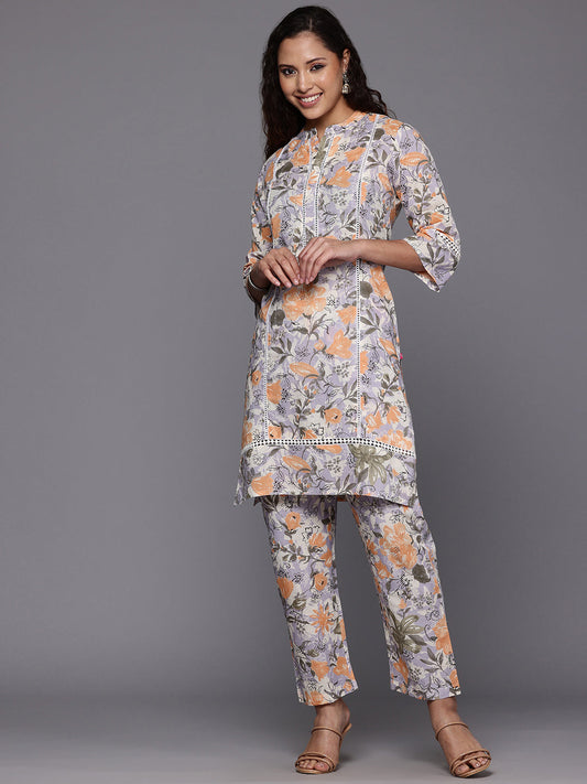Dhiyona VR Women's Purple Floral Printed Co-Ord Set
