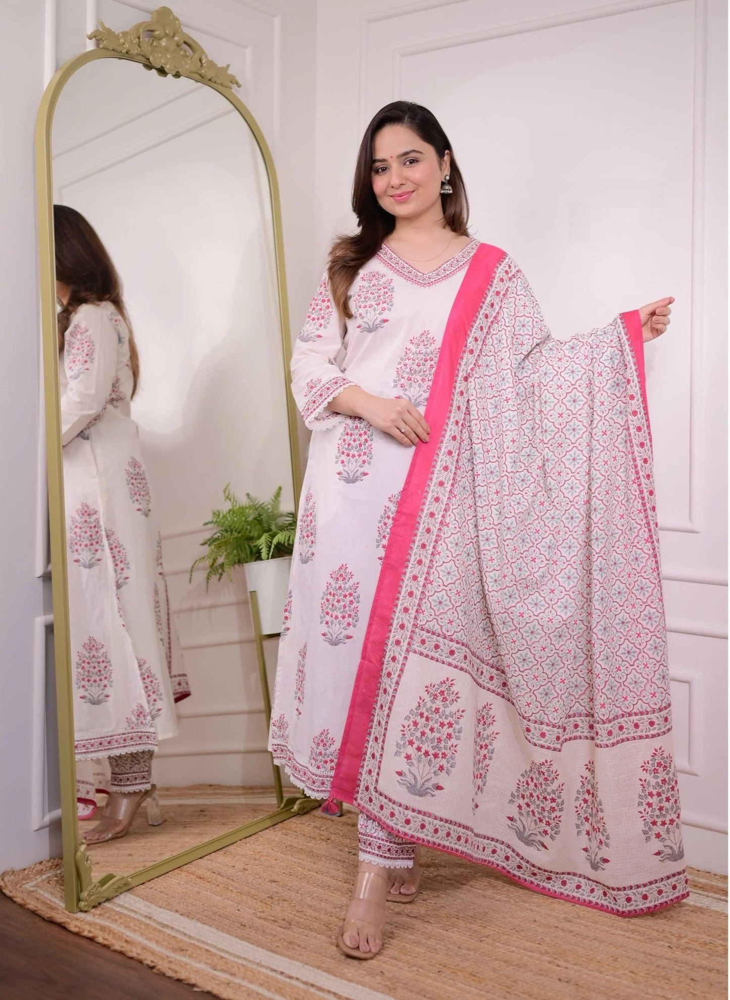 Women Viscose A-Line Kurta And Pant Set With Dupatta