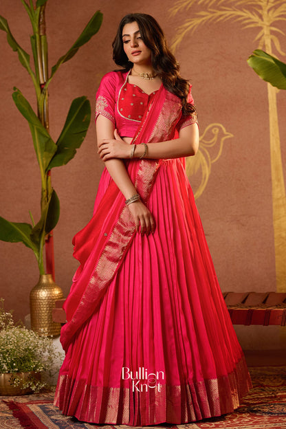 Dhiyona BN Pritti Lehenga Set in Rani Pink