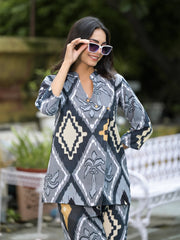 Women Pink Printed Viscose Rayon Kurta And Pant Set