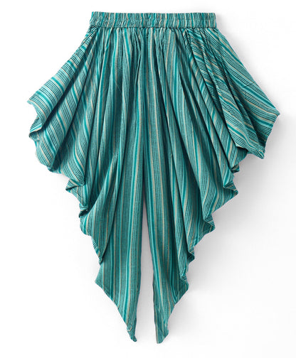 Girls Printed Gold Stripe Viscose Top with viscose Dhoti set
