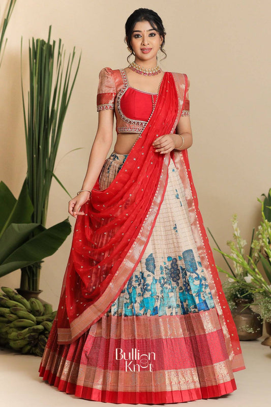 Dhiyona BN Saloni Banarasi Lehenga Set in Red