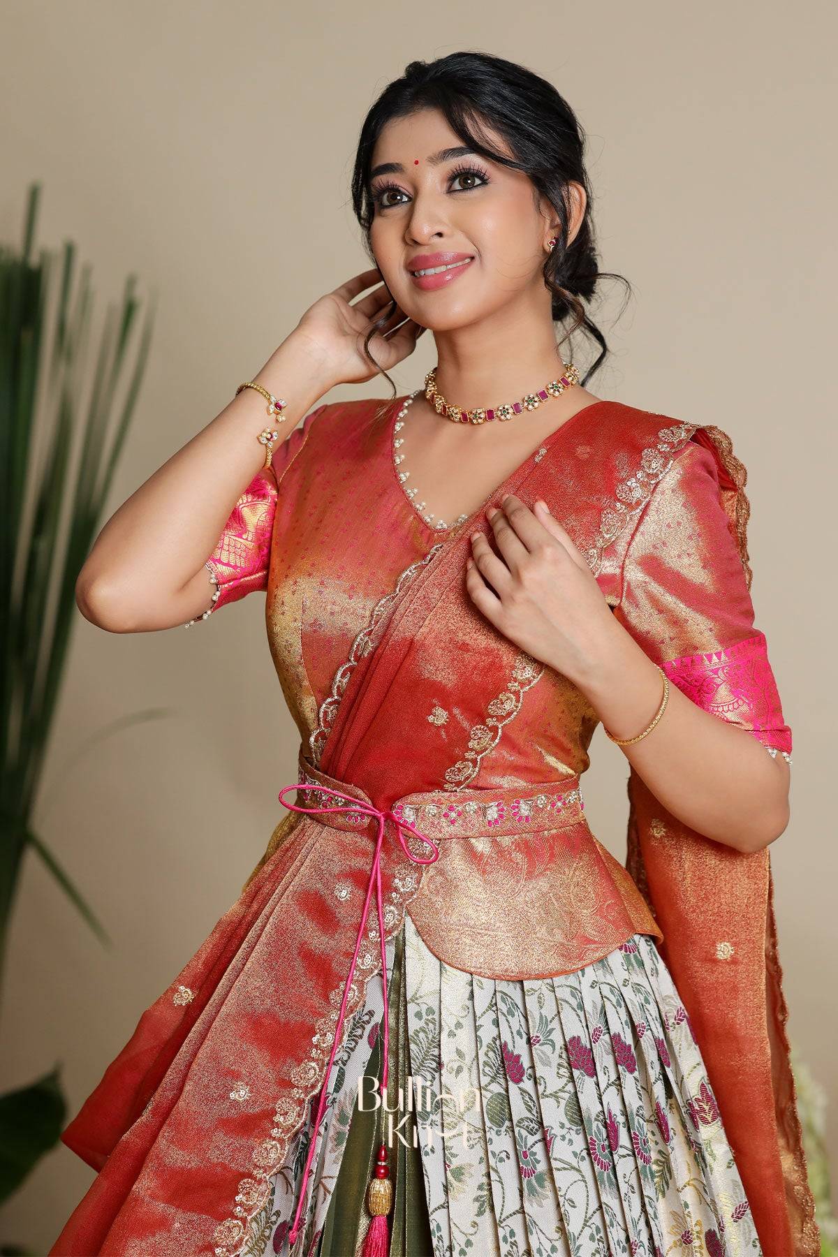 Dhiyona BN Sudiksha Banarasi Lehenga Set in Ivory