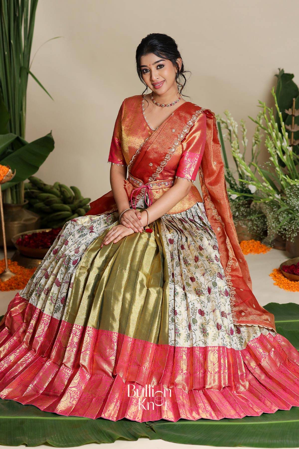 Dhiyona BN Sudiksha Banarasi Lehenga Set in Ivory