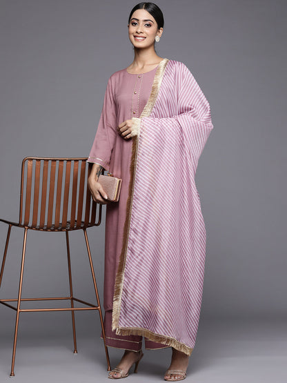 Dhiyona VR Women's Solid Kurta Set With Printed Dupatta