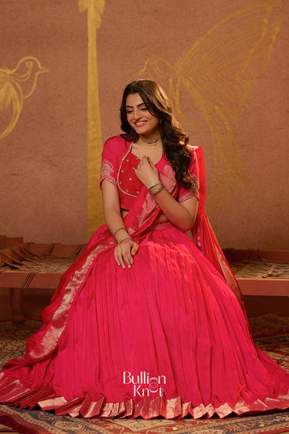 Dhiyona BN Pritti Lehenga Set in Rani Pink