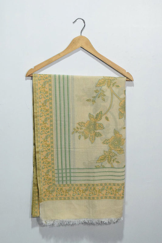 Women's Cream Woven Jacquard Pashmina Shawl