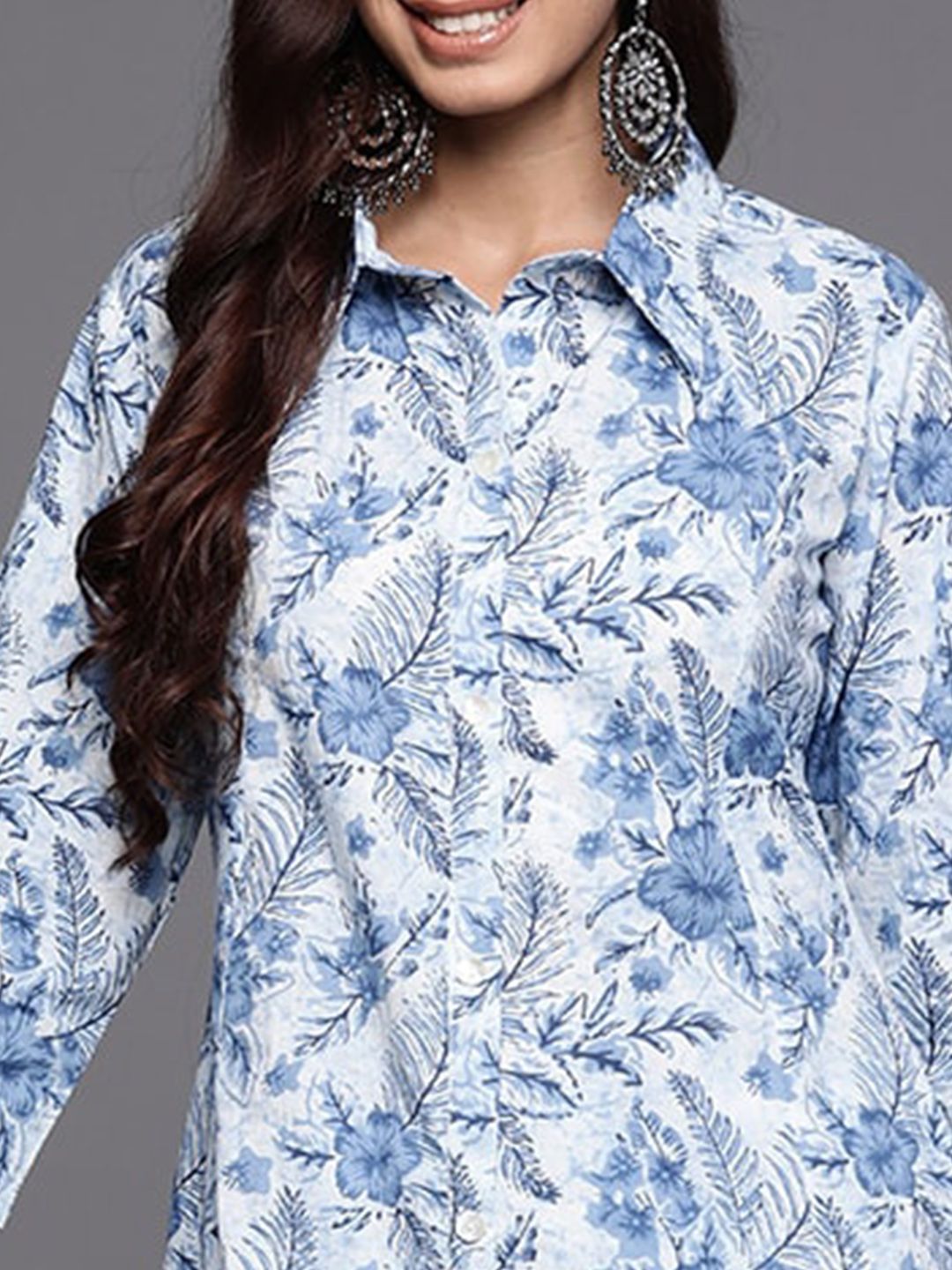 Dhiyona VA Women's Floral Printed A-Line Kurta with Trousers