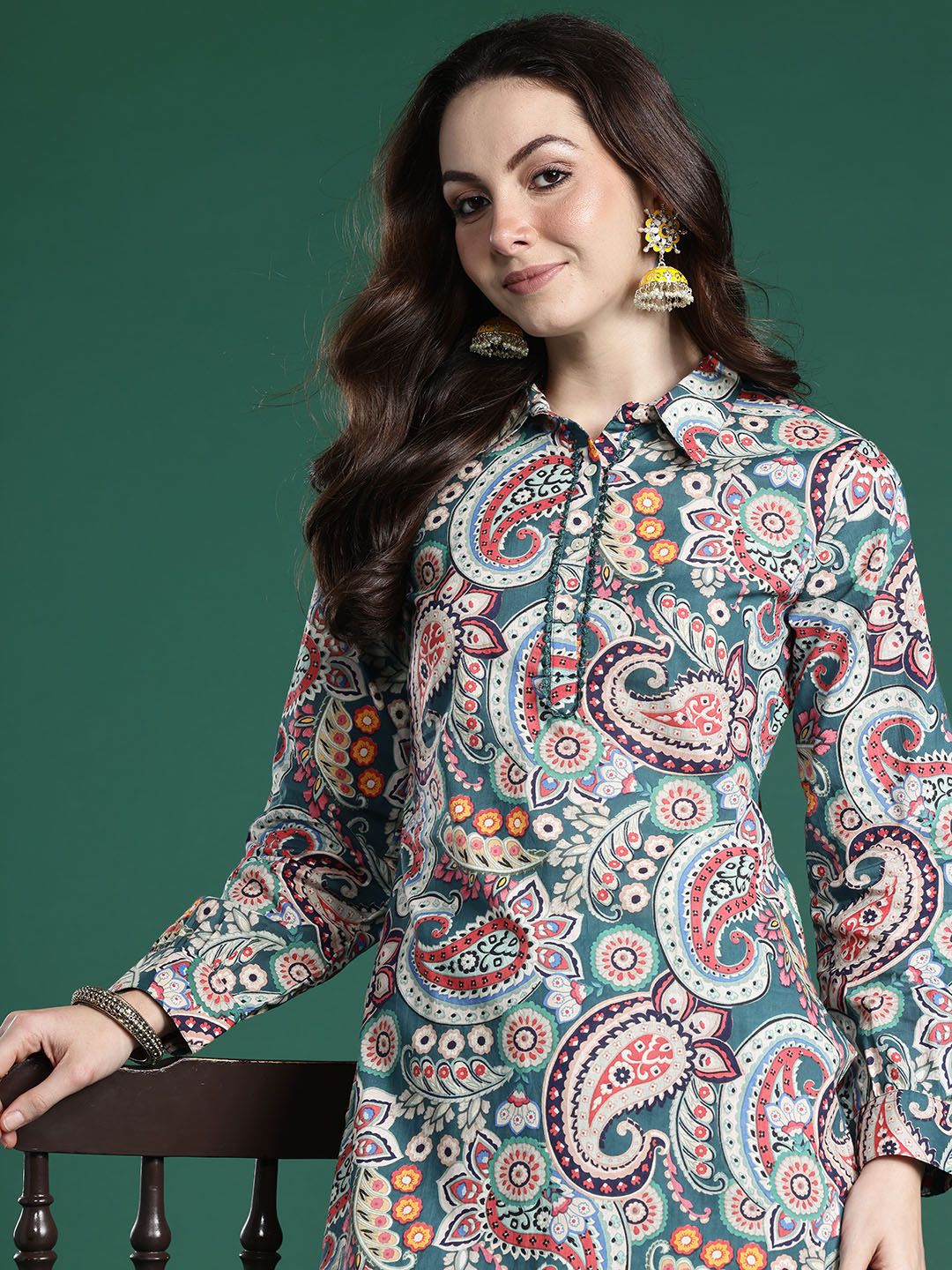 Dhiyona IE Paisley Printed Pure Cotton Kurta with Salwar