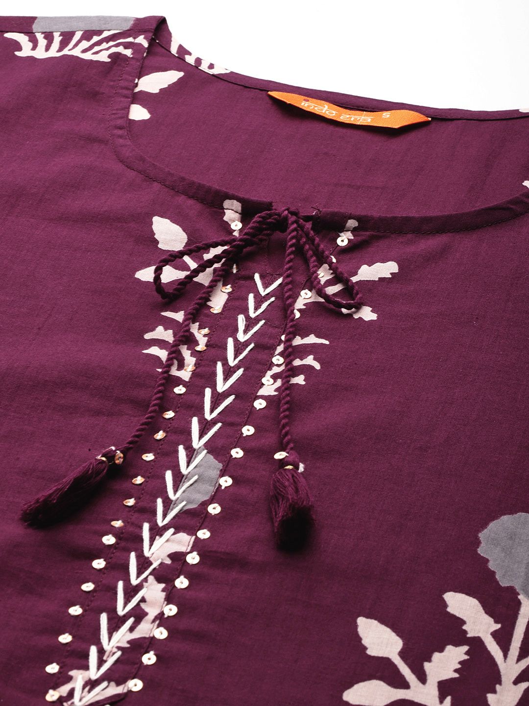 Dhiyona IE Floral Printed Pure Cotton Kurta With Trousers & Dupatta
