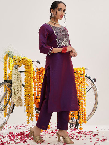 Dhiyona VA Women's Ethnic Motifs Embroidered Gotta Patti Kurta Set