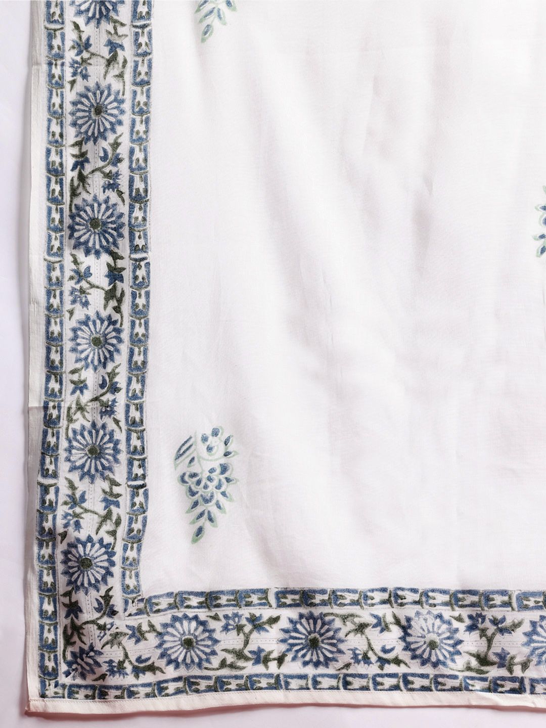Dhiyona IE Floral Printed Empire Mirror Work Pure Cotton Kurta With Trousers & Dupatta