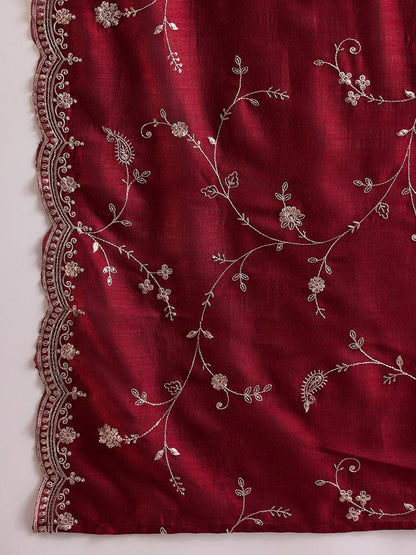 Women Ethnic Motifs Yoke Design Regular Sequinned Kurta with Trousers & With Dupatta