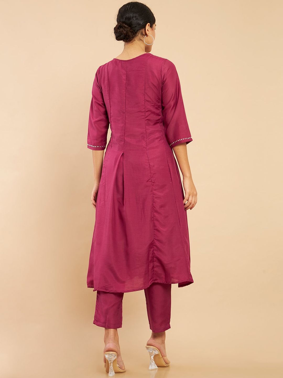 Dhiyona SO Women's Women Pink Sequinned Kurta with Trousers
