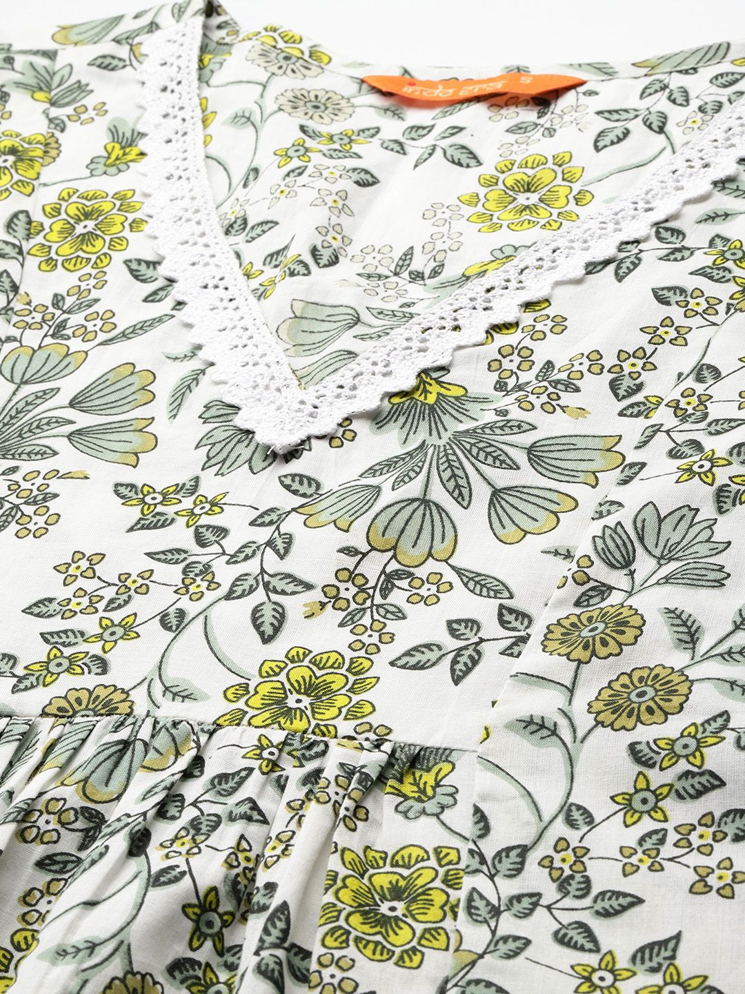 Women Floral Printed Pleated Pure Cotton Kurta with Trousers & With Dupatta