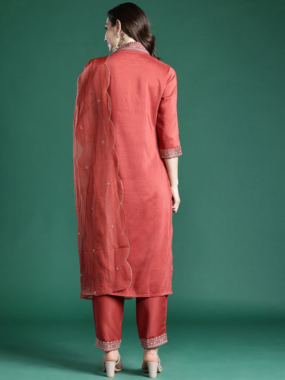 Dhiyona IE Ethnic Motifs Embroidered Kurta with Trousers & Dupatta