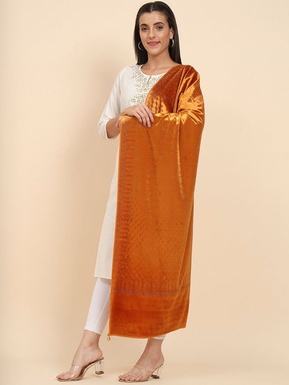 Dhiyona PA Embellished Beads and Stones Velvet Shawl