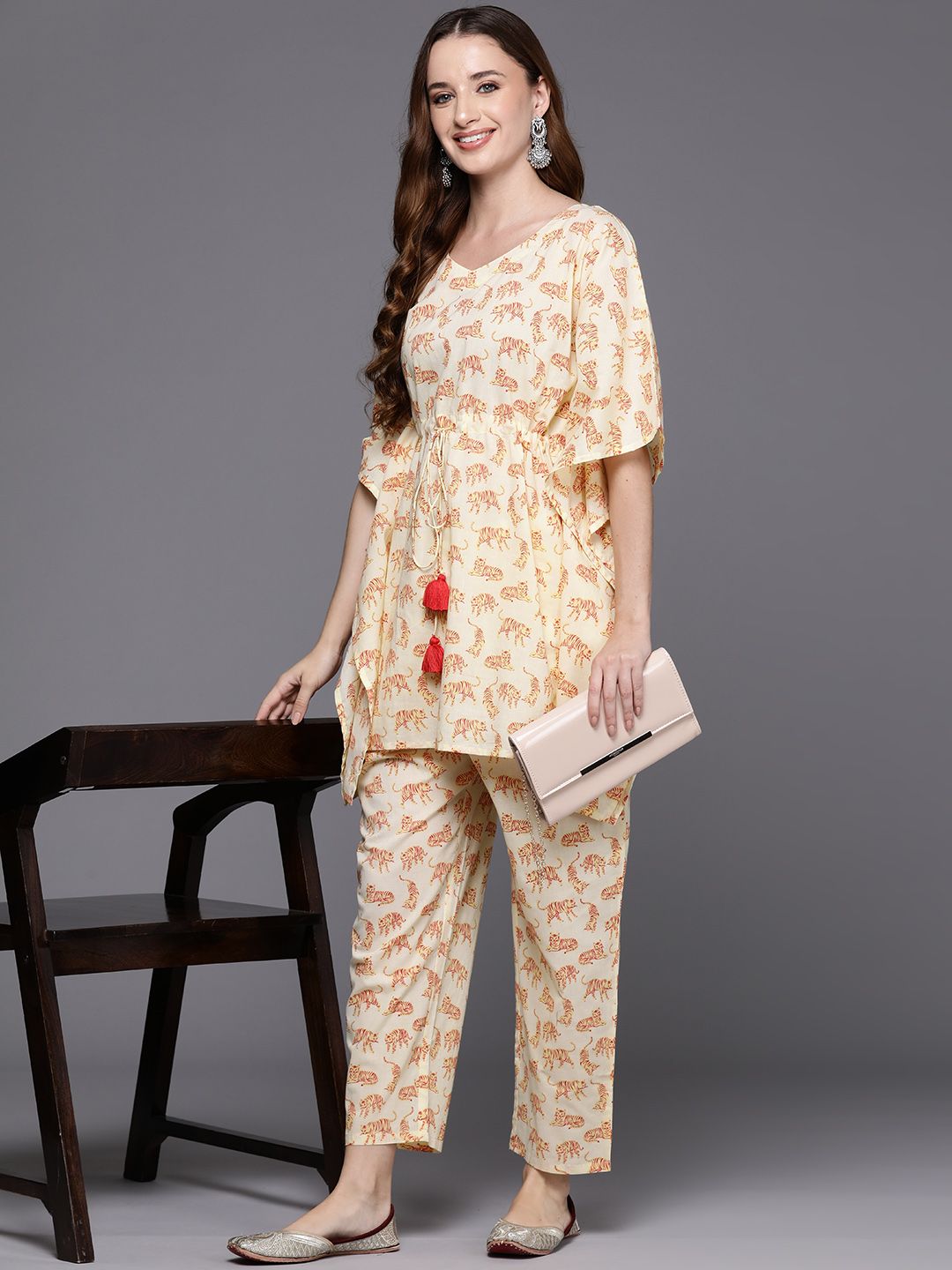 Dhiyona IE Women Printed Pure Cotton Tunic with Trousers