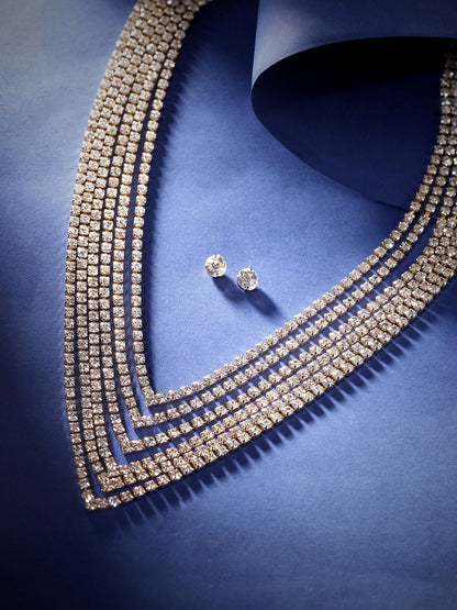Dhiyona RJ Women's Gold-Plated Zircon-studded Jewellery Set