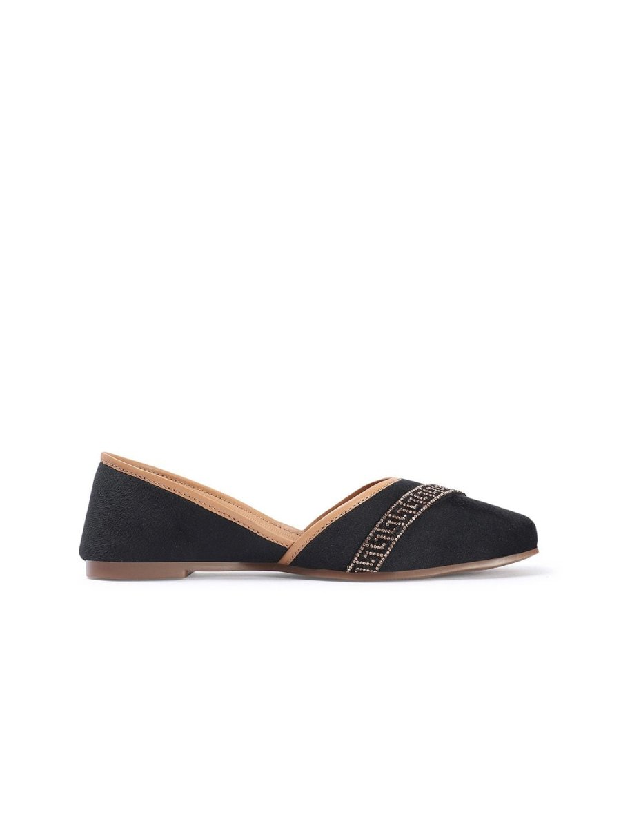 Dhiyona AK Black Embellished Round Toe Mojaris