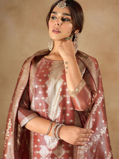 Dhiyona IE Women Ethnic Motifs Regular Kurta with Trousers & Dupatta