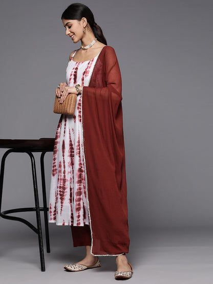 Dhiyona VA Women'sDyed Anarkali Kurta With Trousers & With Dupatta