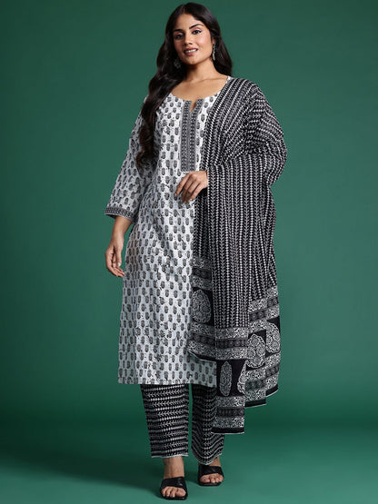Dhiyona IE Floral Printed Kurta with Trousers & Dupatta