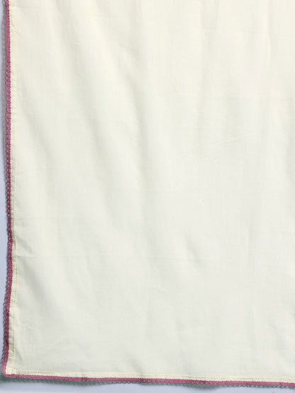 Dhiyona IE Floral Embroidered Panelled Thread Work Pure Cotton Kurta With Trousers & Dupatta
