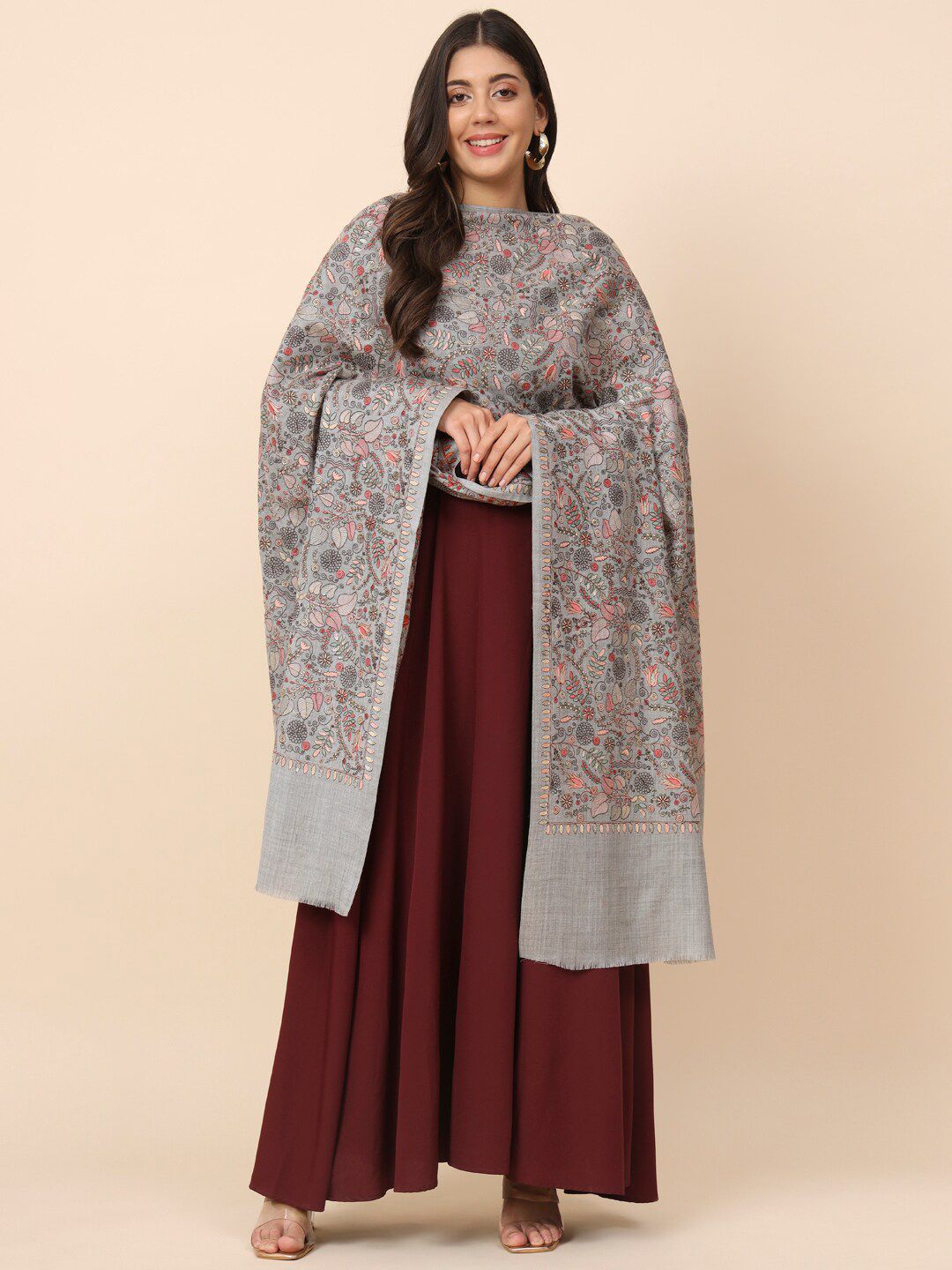 Dhiyona PA Embroidered Pure Wool Shawl