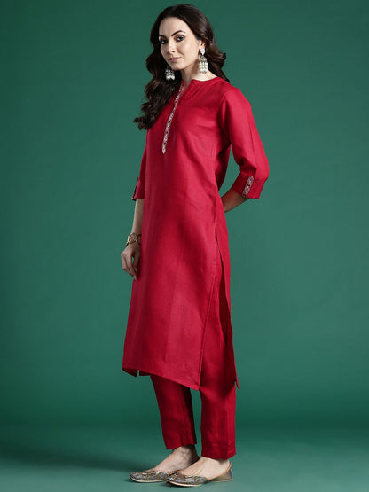 Dhiyona IE Ethnic Motifs Embroidered Regular Kurta with Trousers & Dupatta